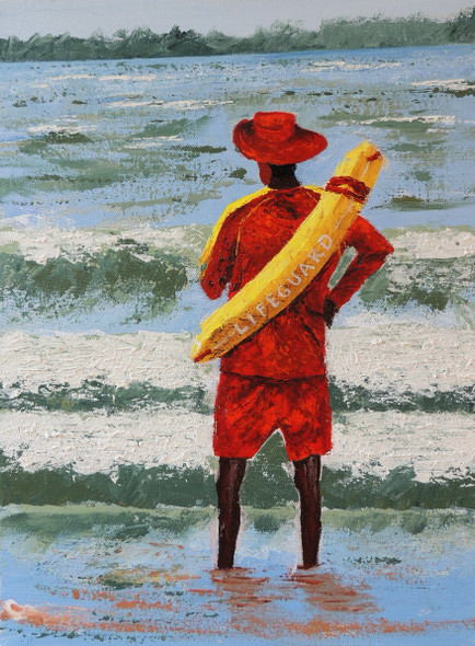 THE LIFEGUARDS  (ART_3102_39457) - Handpainted Art Painting - 12in X 14in