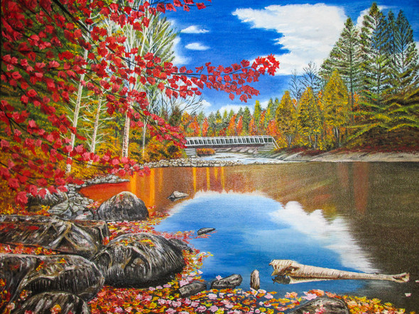 Autumn landscape (ART_6952_40535) - Handpainted Art Painting - 20in X 16in