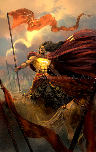 Karna in Mahabharata War (PRT_6900_40682) - Canvas Art Print - 24in X 38in