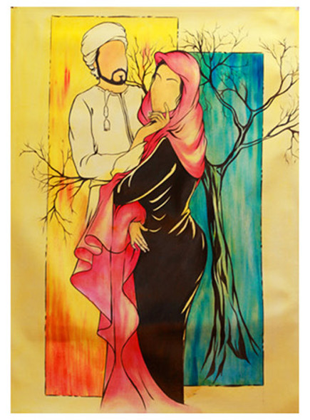 Dreams4 Courtship (ART_236_40649) - Handpainted Art Painting - 18in X 30in