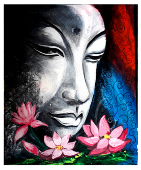 Buddha (ART_6998_40849) - Handpainted Art Painting - 10in X 12in