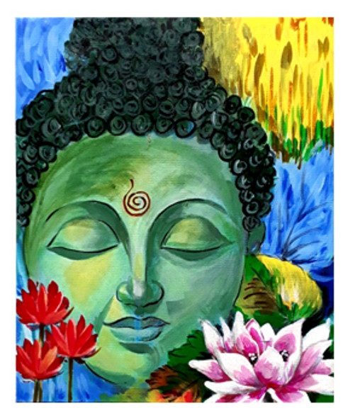 Buddha (ART_6998_40847) - Handpainted Art Painting - 10in X 12in