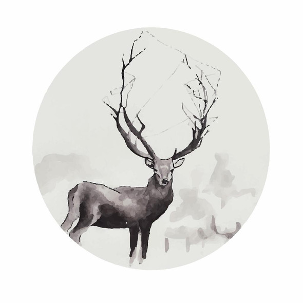 Gray Deer  (PRT_1655) - Canvas Art Print - 38in X 38in