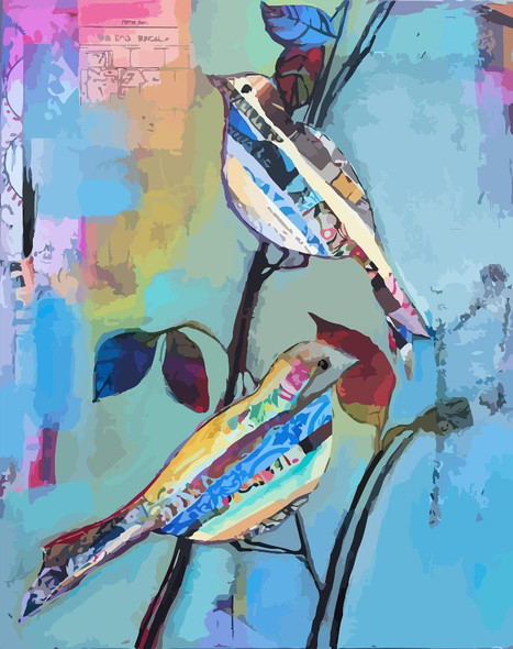 Bird Couple 011 (PRT_1675) - Canvas Art Print - 22in X 27in