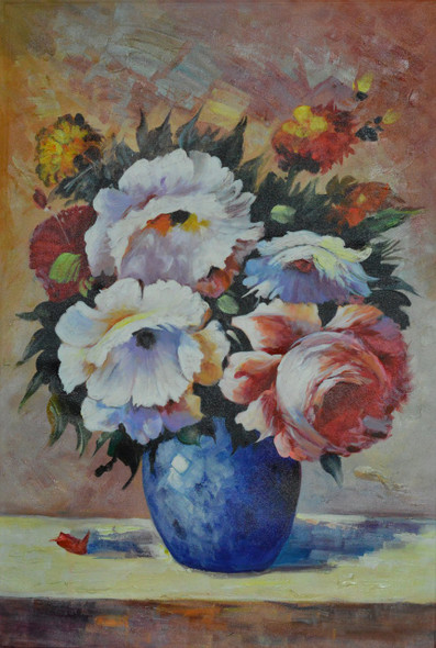 Blue Vase - Handpainted Art Painting - 24in X 36in