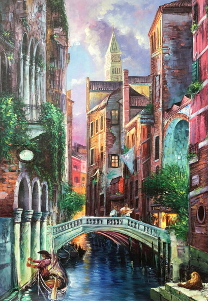 City view painting  (ART_6706_41922) - Handpainted Art Painting - 24in X 36in