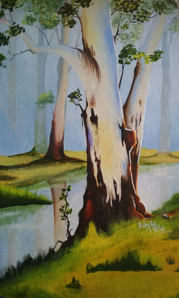 A Tree (ART_7062_41940) - Handpainted Art Painting - 12in X 18in