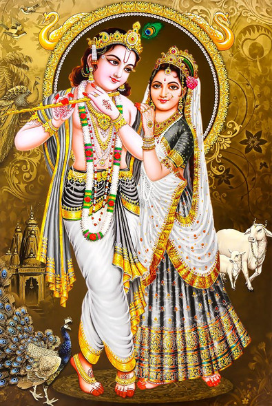 Radha Krishna 08 (PRT_1718) - Canvas Art Print - 28in X 42in