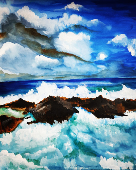 Speaking Waves (ART_2886_42308) - Handpainted Art Painting - 11 in X 12in