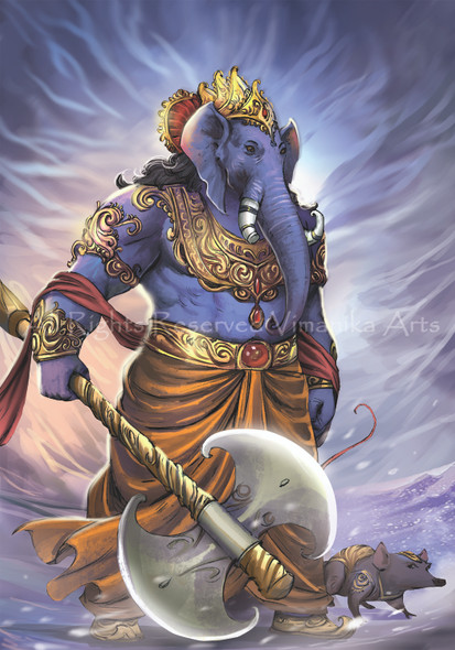 Ganesh Yodhaka (PRT_6900_42538) - Canvas Art Print - 24in X 34in