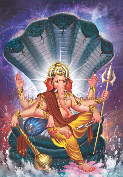 Ganesh Vasuki (PRT_6900_42537) - Canvas Art Print - 24in X 34in