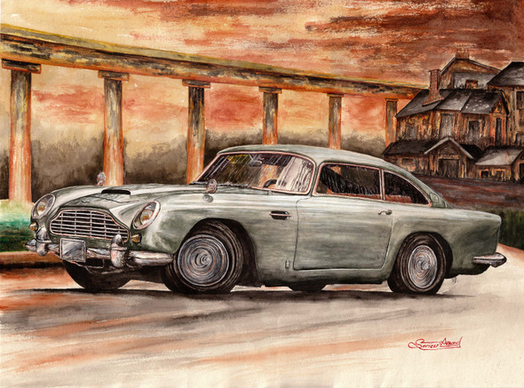 Aston Martin db5  (ART_4185_42639) - Handpainted Art Painting - 30in X 23in