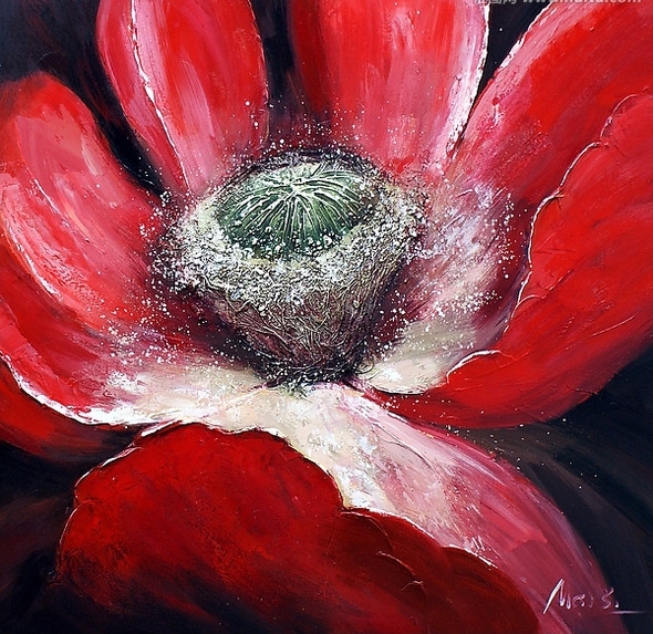 Beauty of Red - Handpainted Art Painting - 36in X 36in