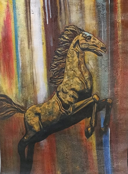 Good Luck Horse - Handpainted Art Painting - 24in X 36in