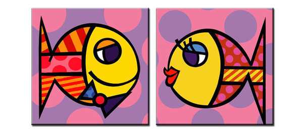 fish, multipiece fish, fish painting, romace, romantic fishes, pink