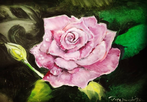 Rose Painting (ART_5038_43327) - Handpainted Art Painting - 15in X 22in