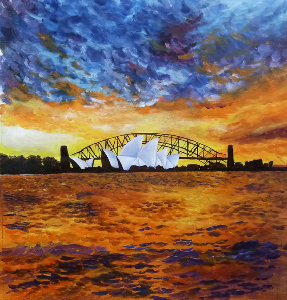 Opera House Sydney (ART_3674_43266) - Handpainted Art Painting - 24in X 24in