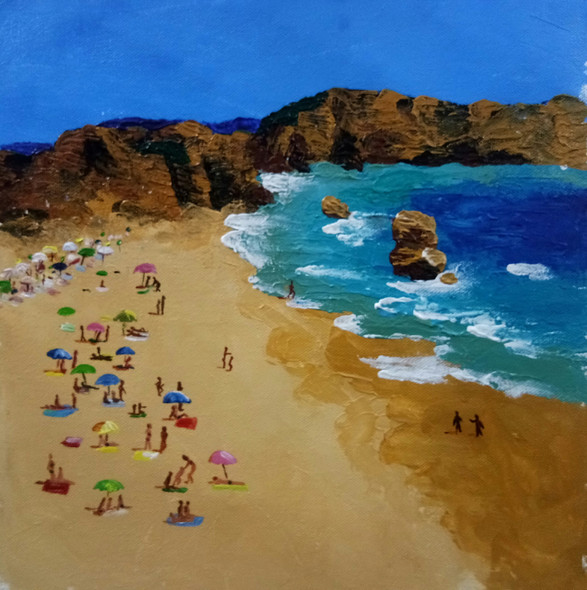 The Beach (ART_3674_43262) - Handpainted Art Painting - 12in X 12in