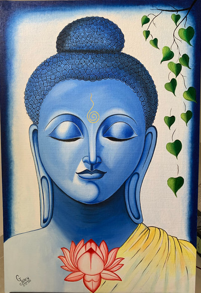 Buddha handmade creative painting (ART_7184_43786) - Handpainted Art Painting - 20in X 30in
