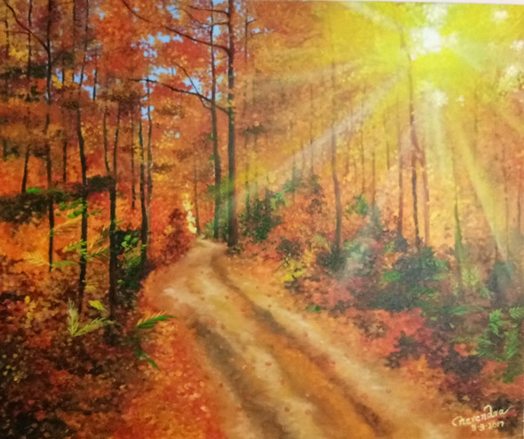 Golden Dawn (ART_3674_43578) - Handpainted Art Painting - 24in X 24in