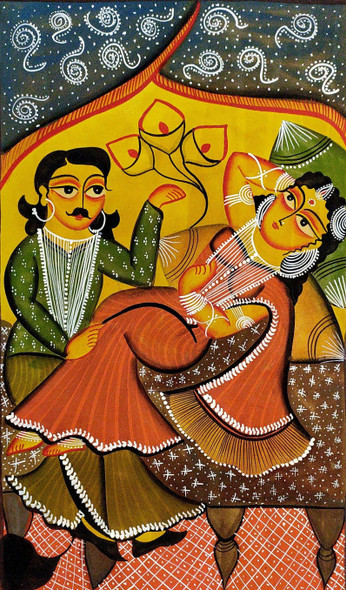 Babu & Bibi - Romancing (ART_7191_44257) - Handpainted Art Painting - 14in X 22in