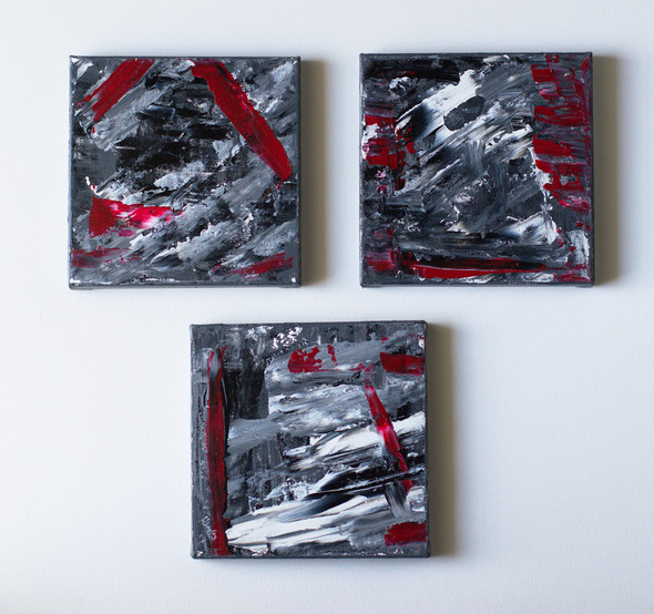Inspire Courage: Mini Abstract Inspire Series: Set of 3 (ART_6574_44161) - Handpainted Art Painting - 8in X 8in