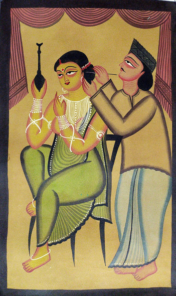 Babu and Bibi (ART_7191_43604) - Handpainted Art Painting - 14in X 22in