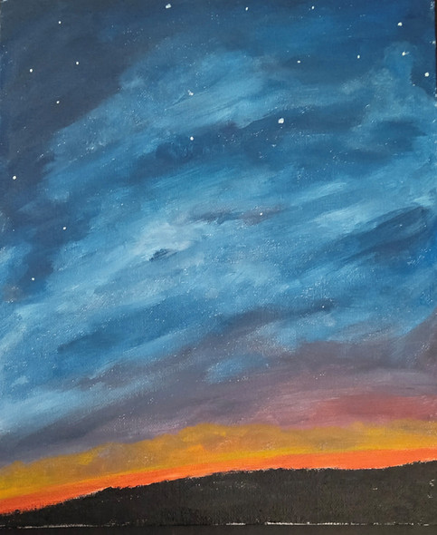 An Evening Sky (ART_3717_43263) - Handpainted Art Painting - 10in X 12in