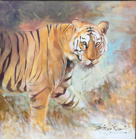 The tiger (ART_7206_44275) - Handpainted Art Painting - 30in X 30in