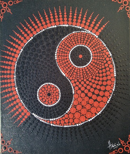 Yin and Yang Mandala (ART_5398_44416) - Handpainted Art Painting - 10in X 10in