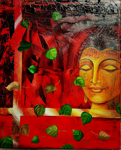 Buddha (ART_7162_44462) - Handpainted Art Painting - 30in X 36in