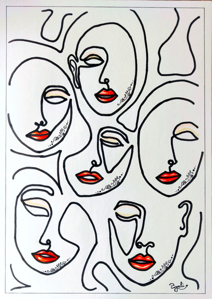 ARTISTIC FACE (ART_5271_44721) - Handpainted Art Painting - 12in X 18in