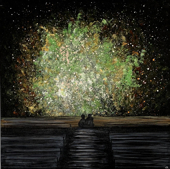 Beneath the stars (ART_7242_45099) - Handpainted Art Painting - 24in X 24in