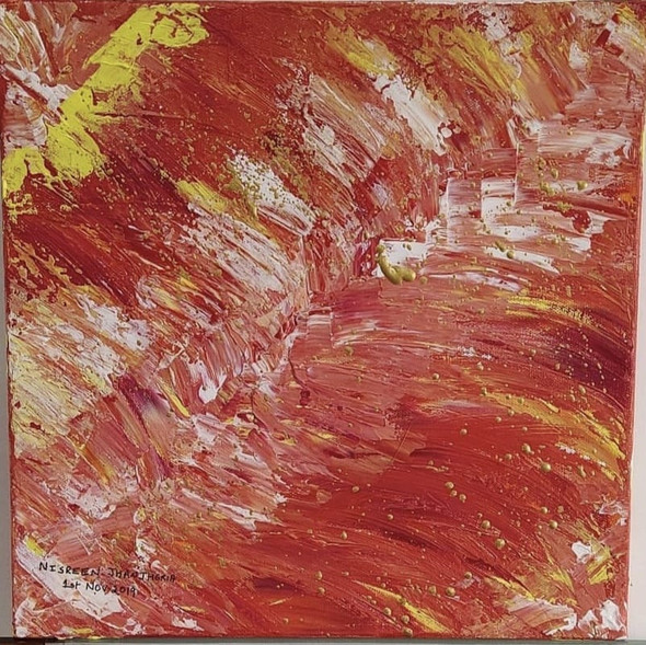 Abstract Acrylic Painting (ART_7025_45301) - Handpainted Art Painting - 12 in X 12in