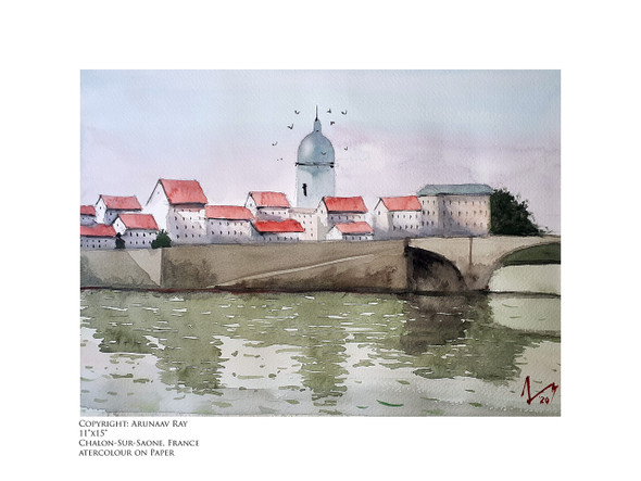 Chalon-Sur-Saone (ART_5950_45496) - Handpainted Art Painting - 15in X 11in