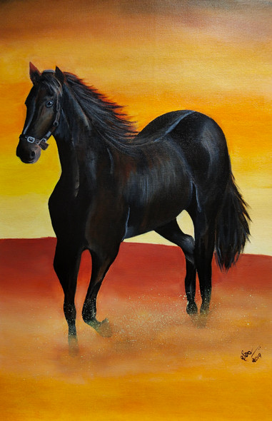 HORSE IN DREAMS (ART_7151_45538) - Handpainted Art Painting - 13in X 21in