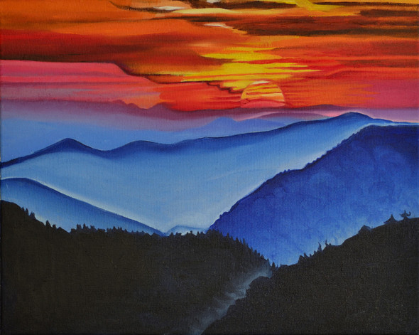 Sunset (ART_7240_45376) - Handpainted Art Painting - 20in X 16in