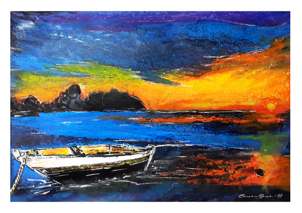 Seascape 01 (ART_6998_45612) - Handpainted Art Painting - 11in X 8in