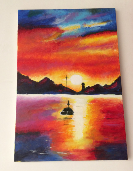 Sea(escape)  (ART_7293_46181) - Handpainted Art Painting - 15in X 22in