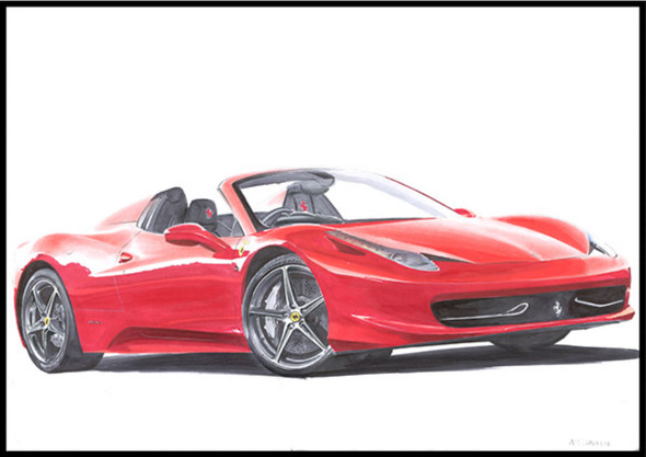 Ferrari 458 Spider  (ART_7306_46241) - Handpainted Art Painting - 17in X 12in