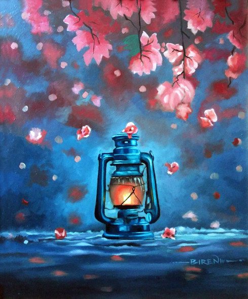 Old lamp gives new light (ART_2504_46209) - Handpainted Art Painting - 20in X 24in