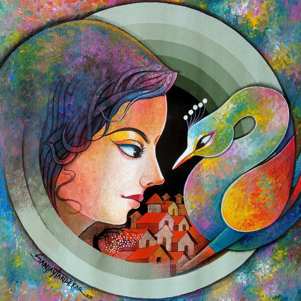 Friendship 5 (ART_3298_46333) - Handpainted Art Painting - 15in X 15in