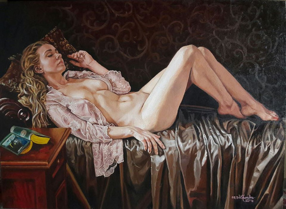 Women in love (ART_7259_45354) - Handpainted Art Painting - 34in X 47in