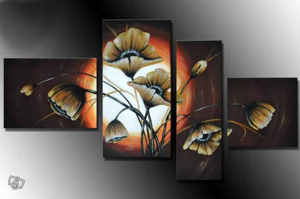 Golden Floret - Handpainted Art Painting - 68in X 32in