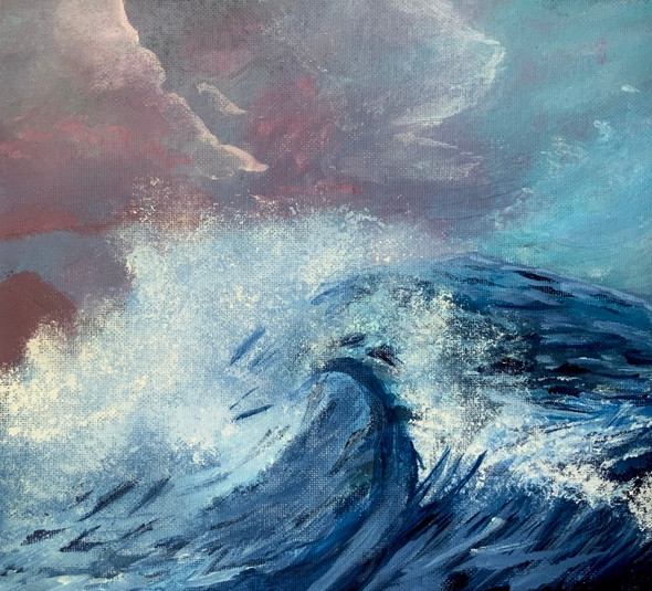 Windy waves (ART_7354_46854) - Handpainted Art Painting - 9in X 10in