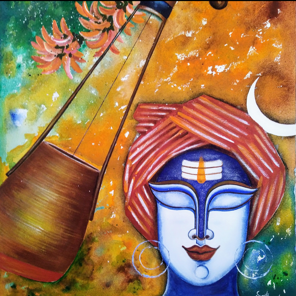 Baul_Vaishnav (ART_7352_46804) - Handpainted Art Painting - 18in X 20in