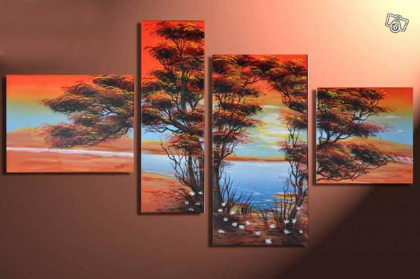 By The River - Handpainted Art Painting - 68in X 32in