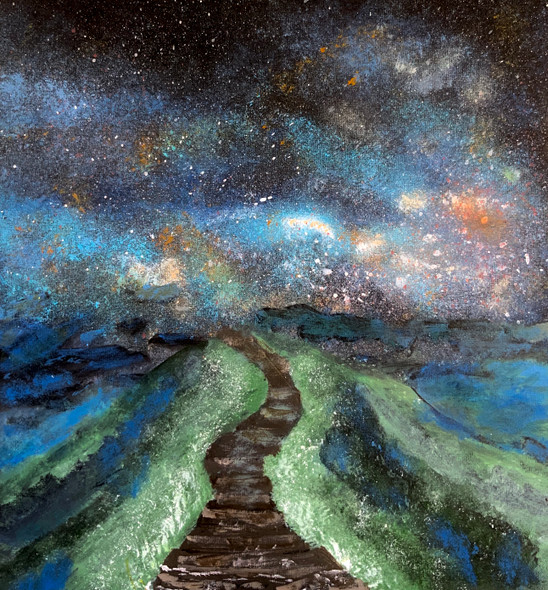 Nebula (ART_7354_46943) - Handpainted Art Painting - 9in X 10in