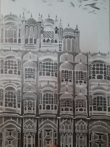 JAIPUR - Hawa Mahal (ART_3527_46847) - Handpainted Art Painting - 12in X 16in