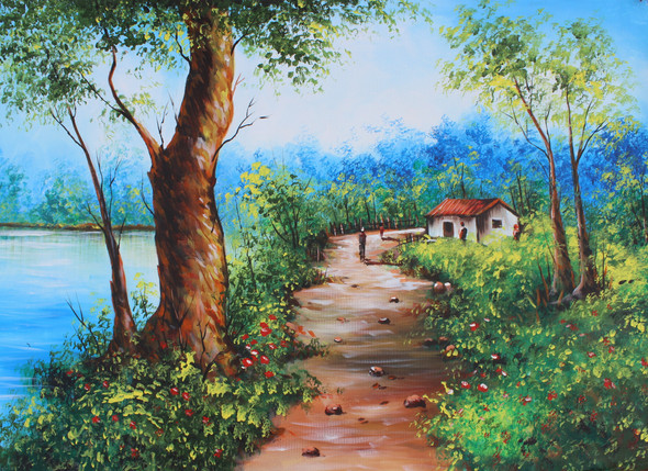 Beauty Of Nature Landscape Painting (ART_3319_47160) - Handpainted Art Painting - 36in X 24in